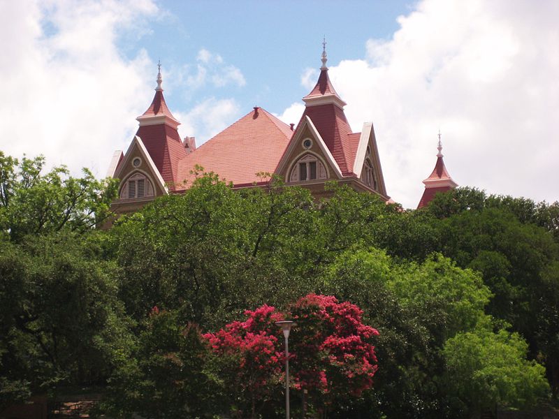 Old Main Building on the campus of Texas State University, San Marcos, TX